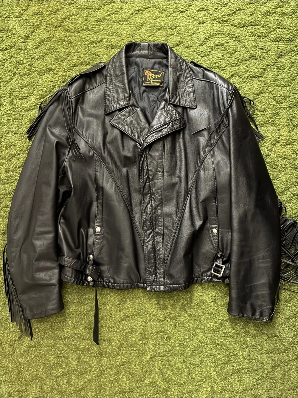 Vintage Reed Sportswear Fringe Leather Jacket with Conchos